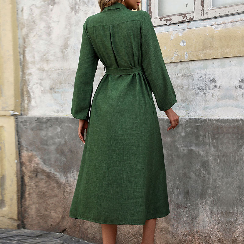 Women's shirt dress with tie belt and patch pockets NOVAE