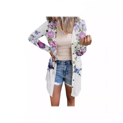 Women's longer blouse jacket with floral pattern NOVAE