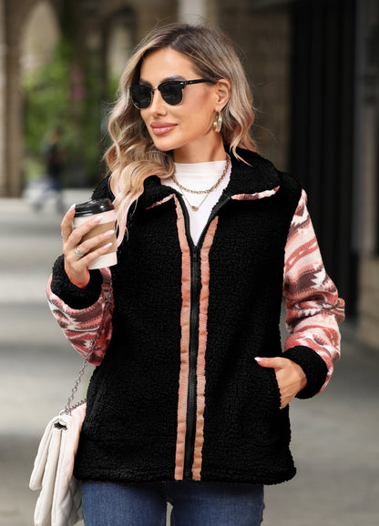 Women's cozy fleece jacket with fashionable pattern NOVAE