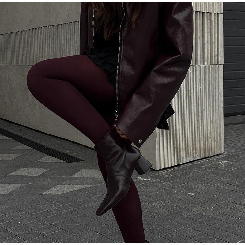 Women's modern faux leather jacket in an oversized cut with classic details NOVAE