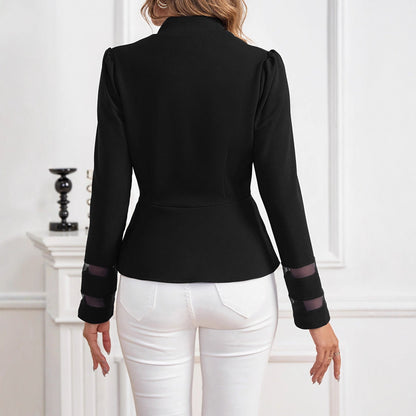 Women's Elegant Blazer Jacket with Sheer Sleeves and Tailored Cut NOVAE