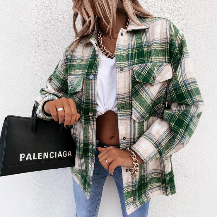 Women's checked overshirt jacket with a relaxed fit and practical pockets NOVAE