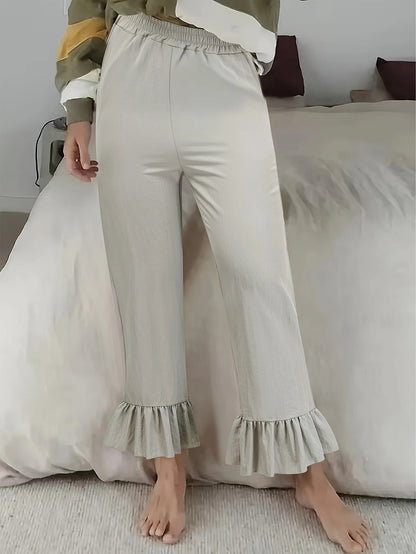 Women's fashionable palazzo trousers with flounced hems NOVAE