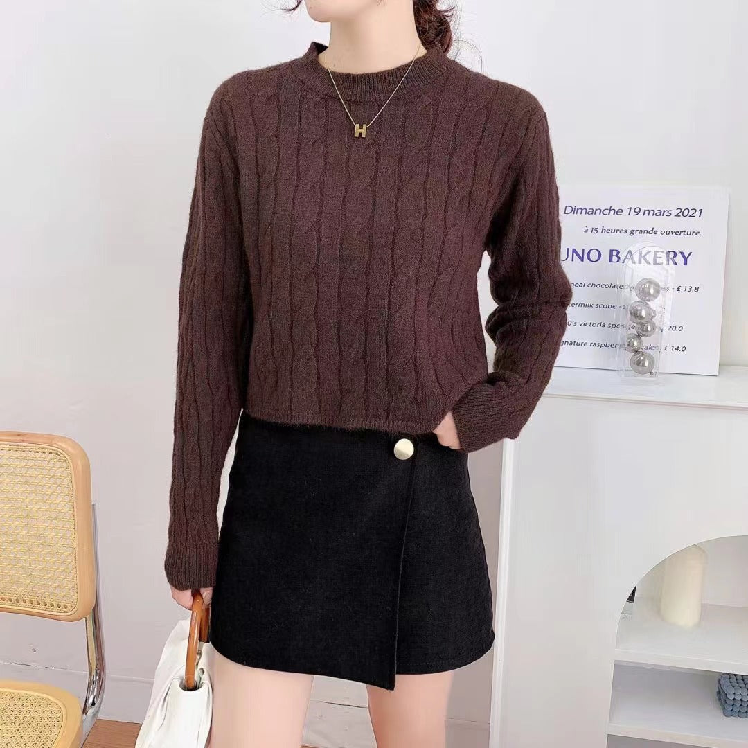 Women's chunky knit sweater with a textured pattern and relaxed fit NOVAE