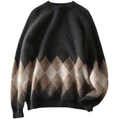 Women's casual knit sweater with a modern diamond pattern and soft material NOVAE