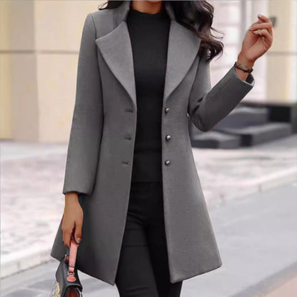 Women's timeless wool coat with stylish lapel and elegant button placket NOVAE