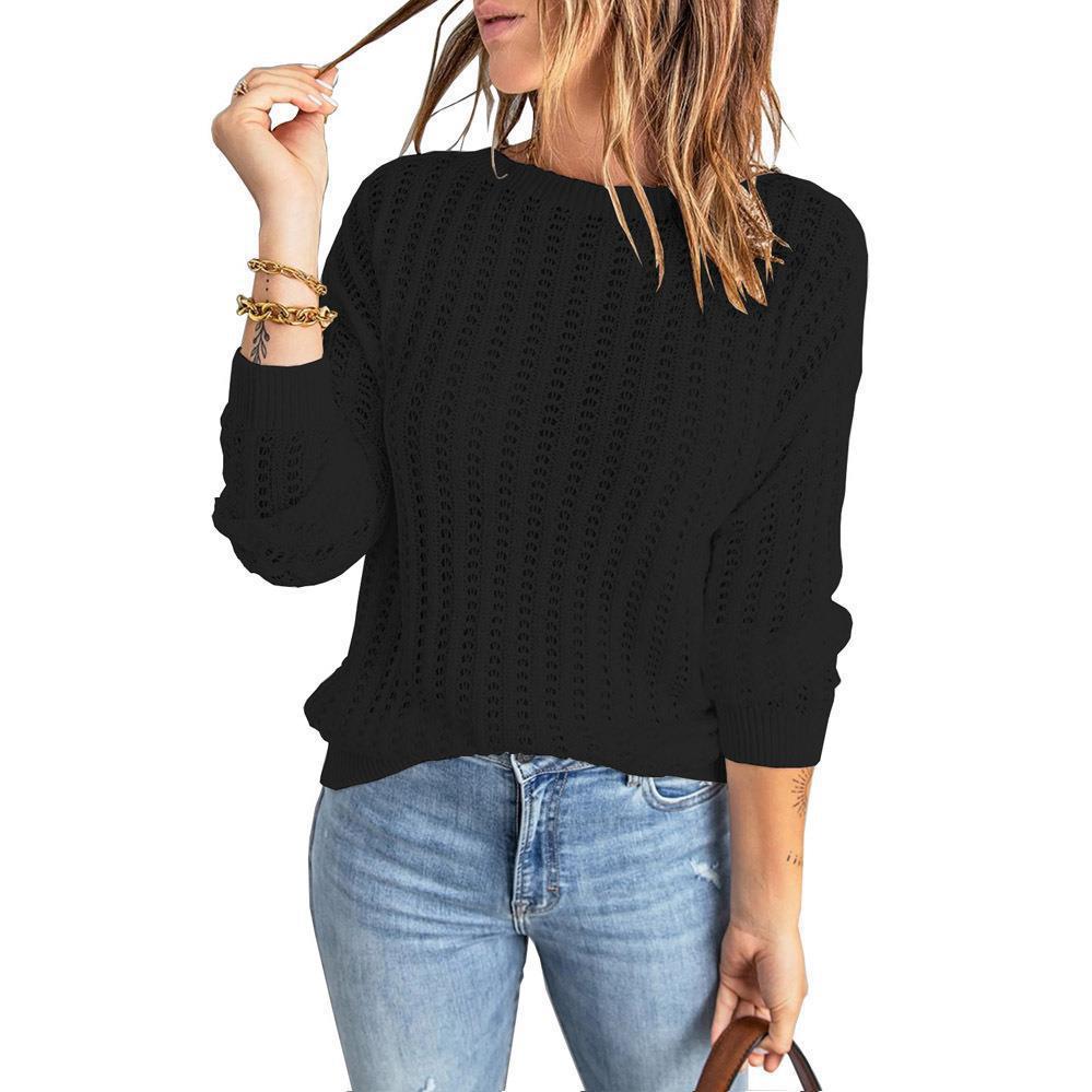 Women's knitted sweater with a textured pattern and wide sleeves NOVAE