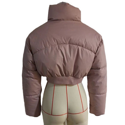 Women's cropped down jacket with high collar and elasticated waistband NOVAE