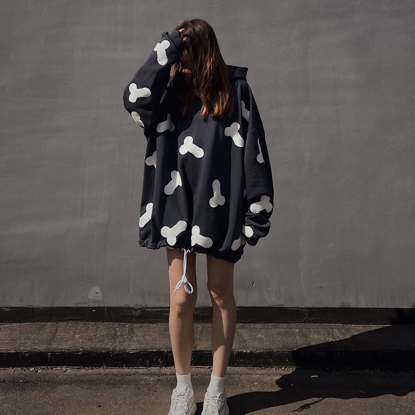 Women's hoodie with a creative heart motif and a casual oversized cut NOVAE