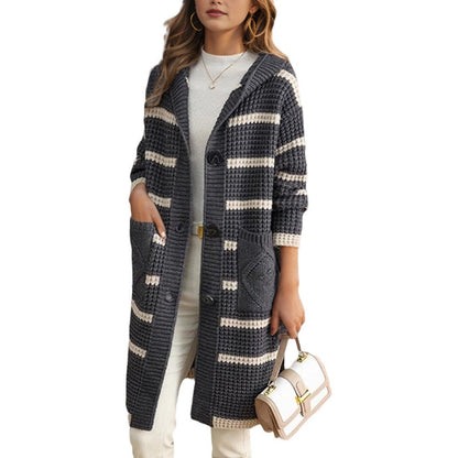 Women's knitted coat with hood and pockets NOVAE