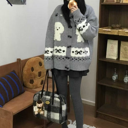 Women's patterned cardigan with animal motif and button details NOVAE