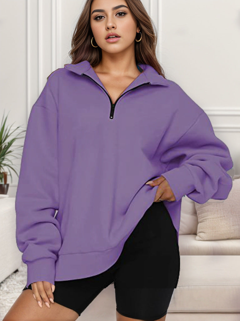 Women's Oversized Sweatshirt with Stand-Up Collar NOVAE