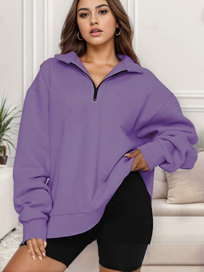 Women's Oversized Sweatshirt with Stand-Up Collar NOVAE