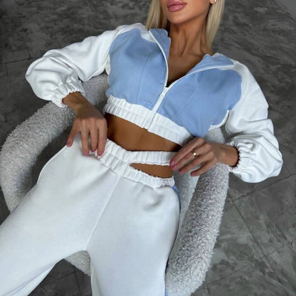 Women's cropped hooded jacket with innovative zipper and elasticated waistband NOVAE