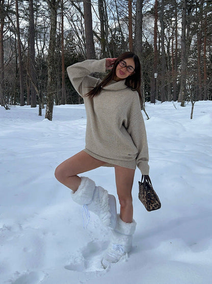 Women's Oversized Knit Sweater with High Neck NOVAE