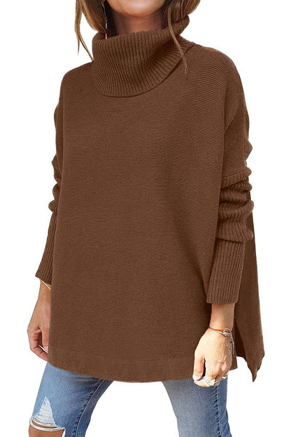 Women's comfortable roll-neck sweater with soft knit pattern NOVAE