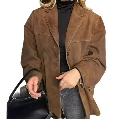 Women's fashionable suede blazer in a casual oversized style NOVAE