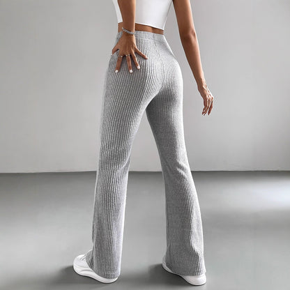 Women's Elegant and Comfortable Ribbed High-Waisted Trousers NOVAE