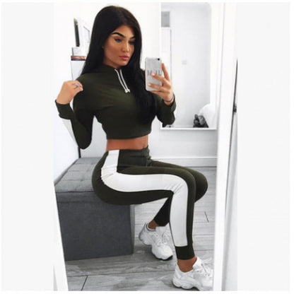 Women's sporty set with cropped hoodie and leggings NOVAE