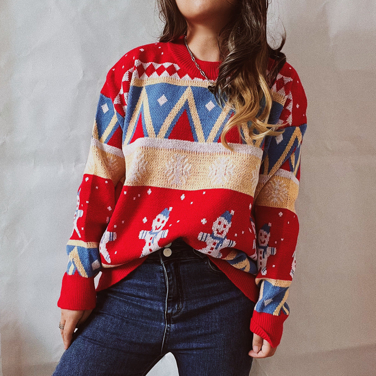 Women's Festive Winter Sweater with Vibrant Christmas Design NOVAE