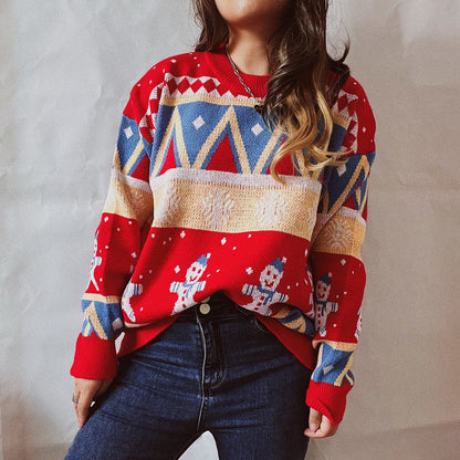 Women's Festive Winter Sweater with Vibrant Christmas Design NOVAE