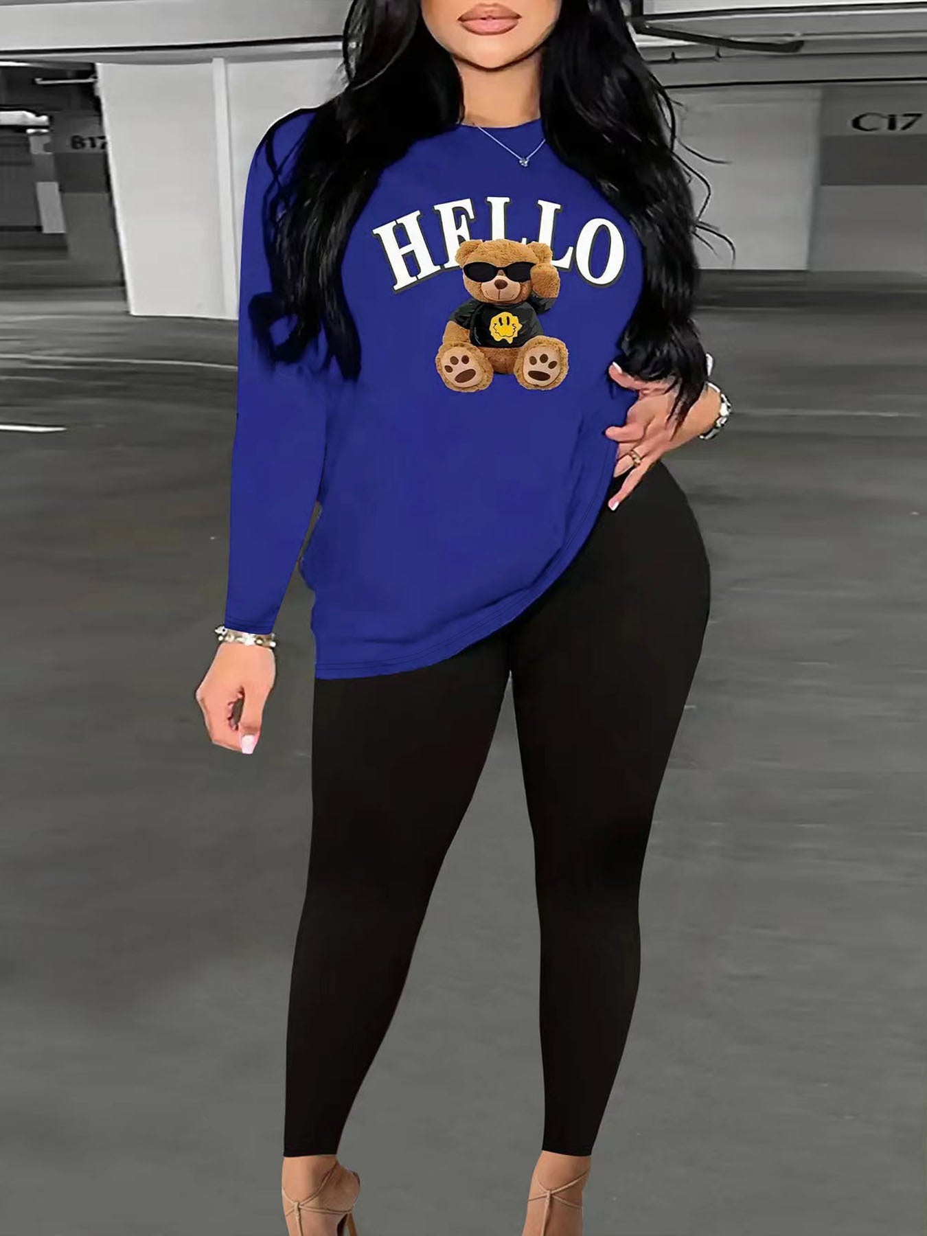 Women's casual sweatshirt with original bear motif NOVAE