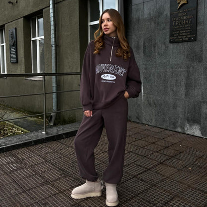 Women's sporty leisure set with a zip fastening away from the neck and a relaxed fit NOVAE