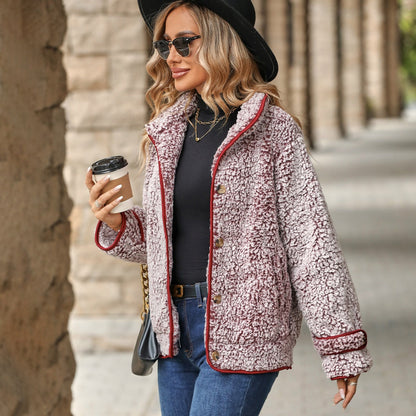 Women's fleece jacket with high collar and cozy texture NOVAE