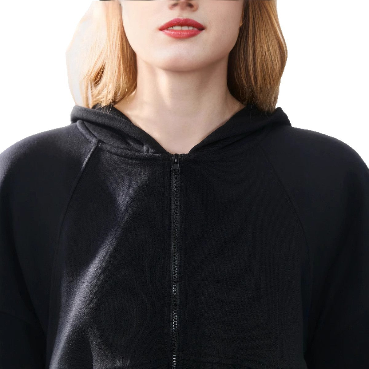 Women's cropped hooded jacket with playful ruffle design NOVAE