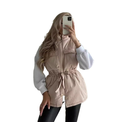 Women's sporty vest with hood and drawstring waist NOVAE