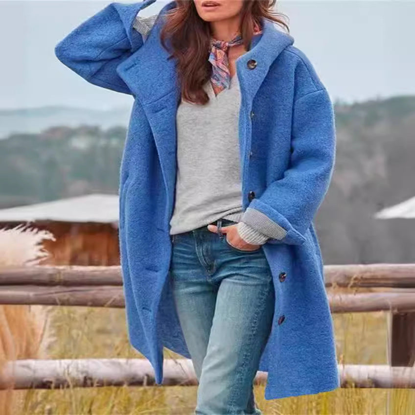 Women's oversized wool coat with practical pockets NOVAE