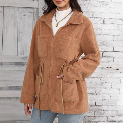 Women's fleece jacket with adjustable waistband and practical pockets NOVAE