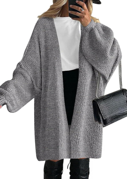 Women's Oversized Knit Coat with Open Front and Long Sleeves NOVAE