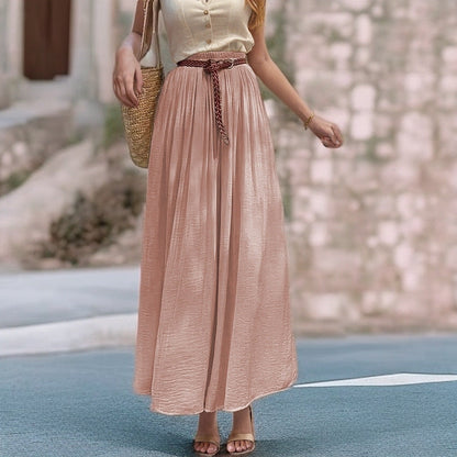 Women's Long Maxi Skirt with Elastic Waistband and Flowing Fabric NOVAE