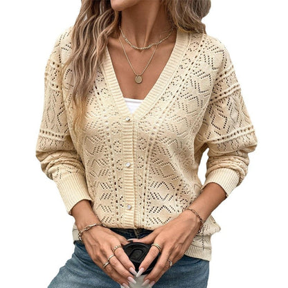 Women's cardigan with delicate openwork pattern and casual cut NOVAE