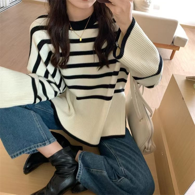 Women's cozy striped knit sweater NOVAE