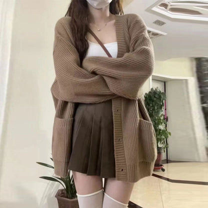 Women's chunky knit cardigan with pockets and soft cut NOVAE