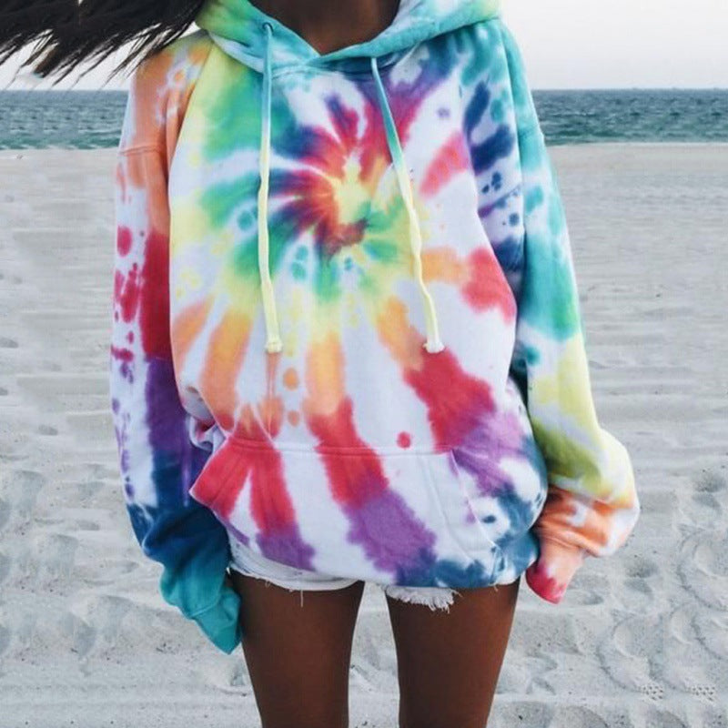 Women's hooded sweatshirt in a colorful tie-dye design NOVAE