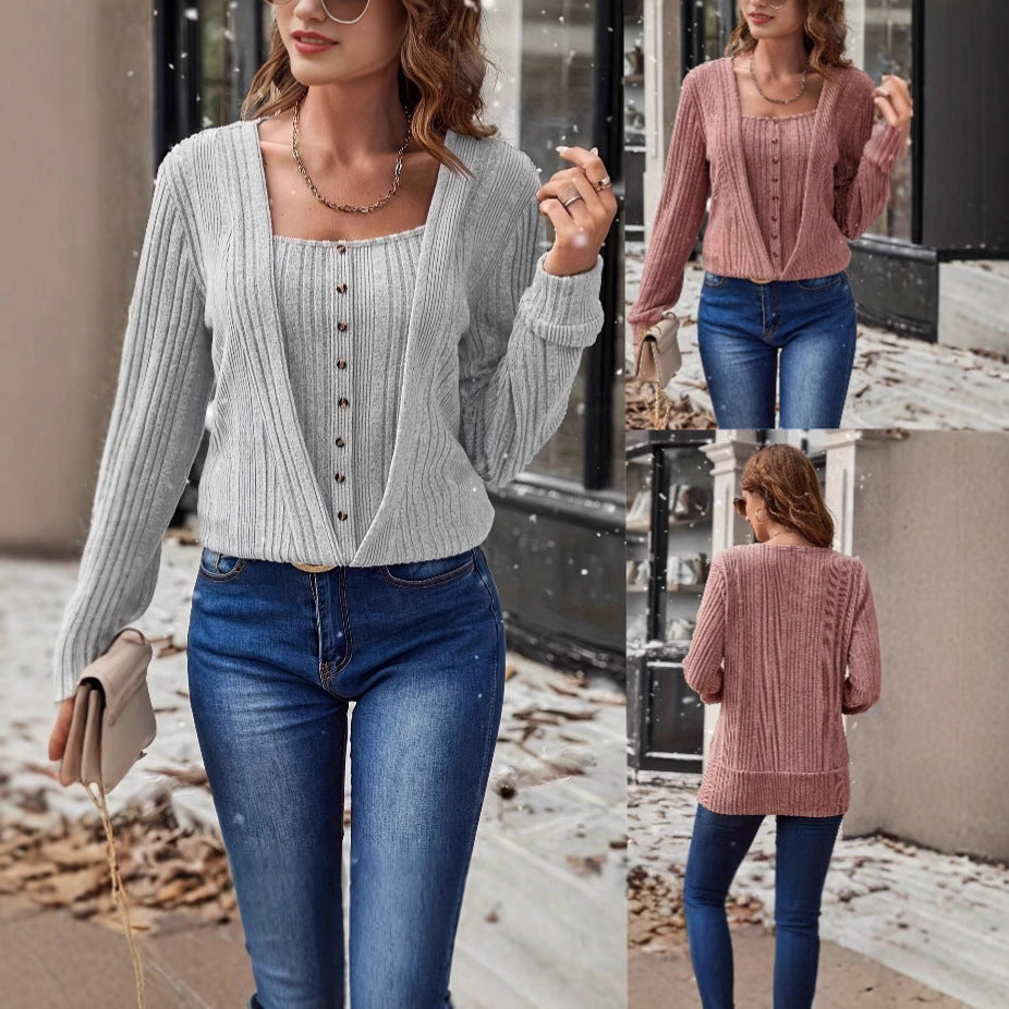 Women's casual knit top with sophisticated button details NOVAE