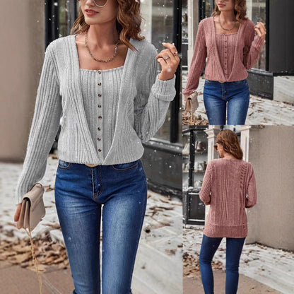 Women's casual knit top with sophisticated button details NOVAE
