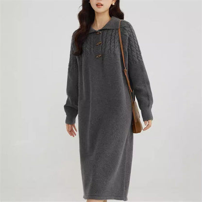 Women's knit dress with collar and button details NOVAE