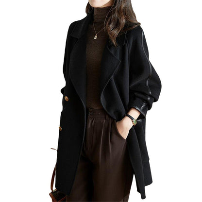 Women's fashionable double-breasted coat with stylish details and practical pockets NOVAE