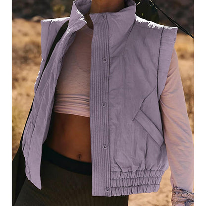 Women's vest with quilted details and high collar line NOVAE