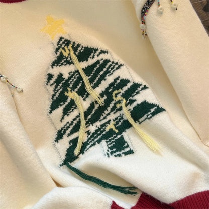 Women's festive knit sweater with Christmas tree motif and playful accents NOVAE