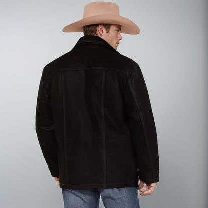 Men's high-quality leather jacket with modern details and practical pockets NOVAE