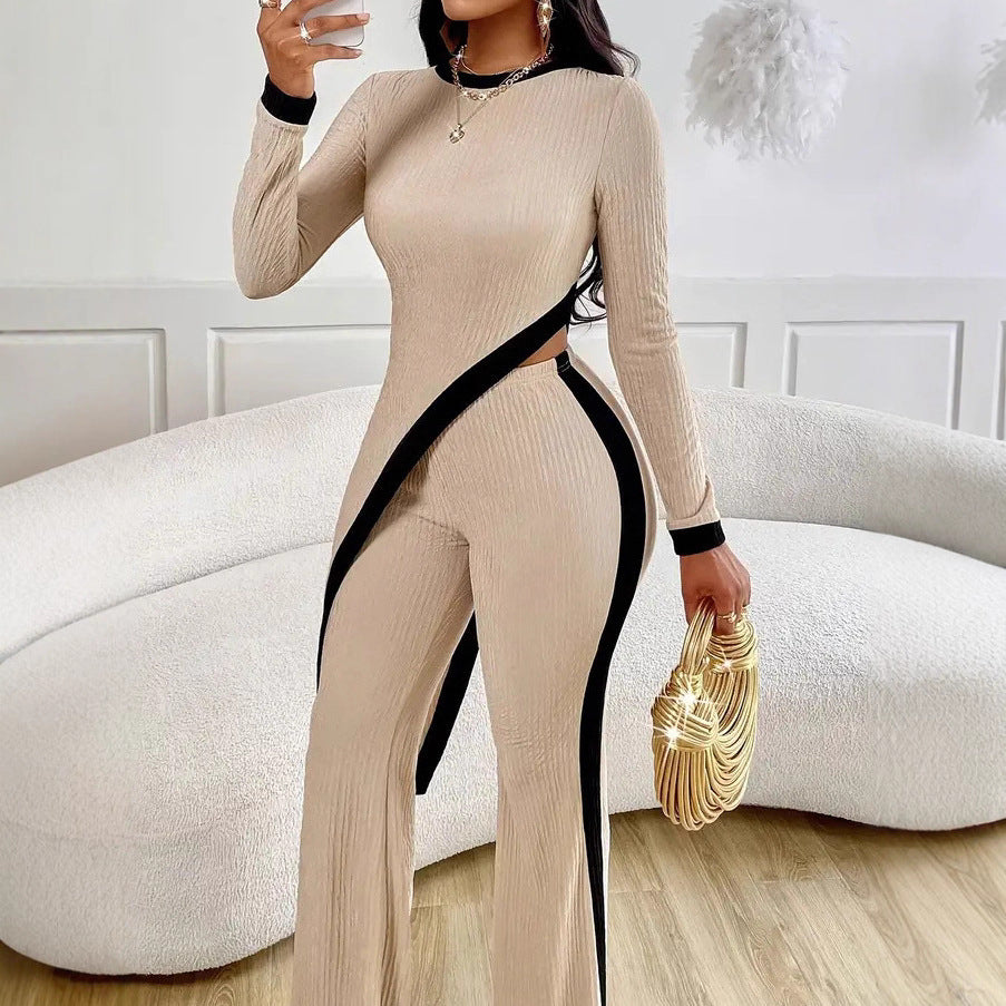 Women's Modern Jumpsuit with Side Slit and Contrasting Accents NOVAE