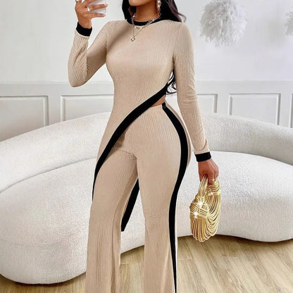 Women's Modern Jumpsuit with Side Slit and Contrasting Accents NOVAE