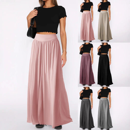 Women's wide-leg jersey trousers with a high waist NOVAE