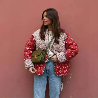 Women's quilted blazer jacket with floral pattern NOVAE