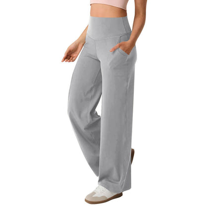 Women's wide-leg high-waisted leisure trousers with practical pockets NOVAE